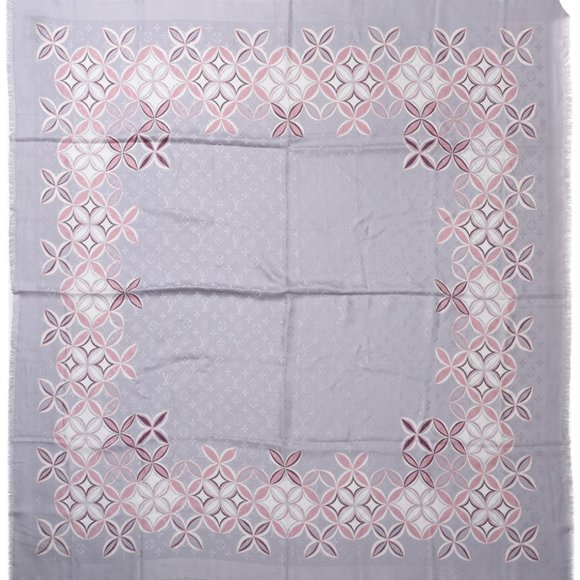 LOUIS VUITTON Silk Wool Flowergram Monogram Shawl Light Pink - Picture 1 of 3